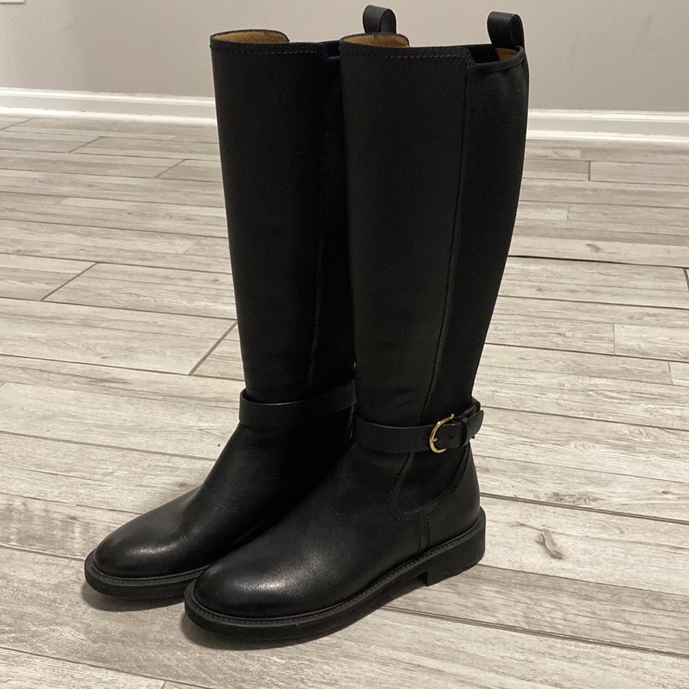 Salvatore ferragamo womens black leather boots 5.5